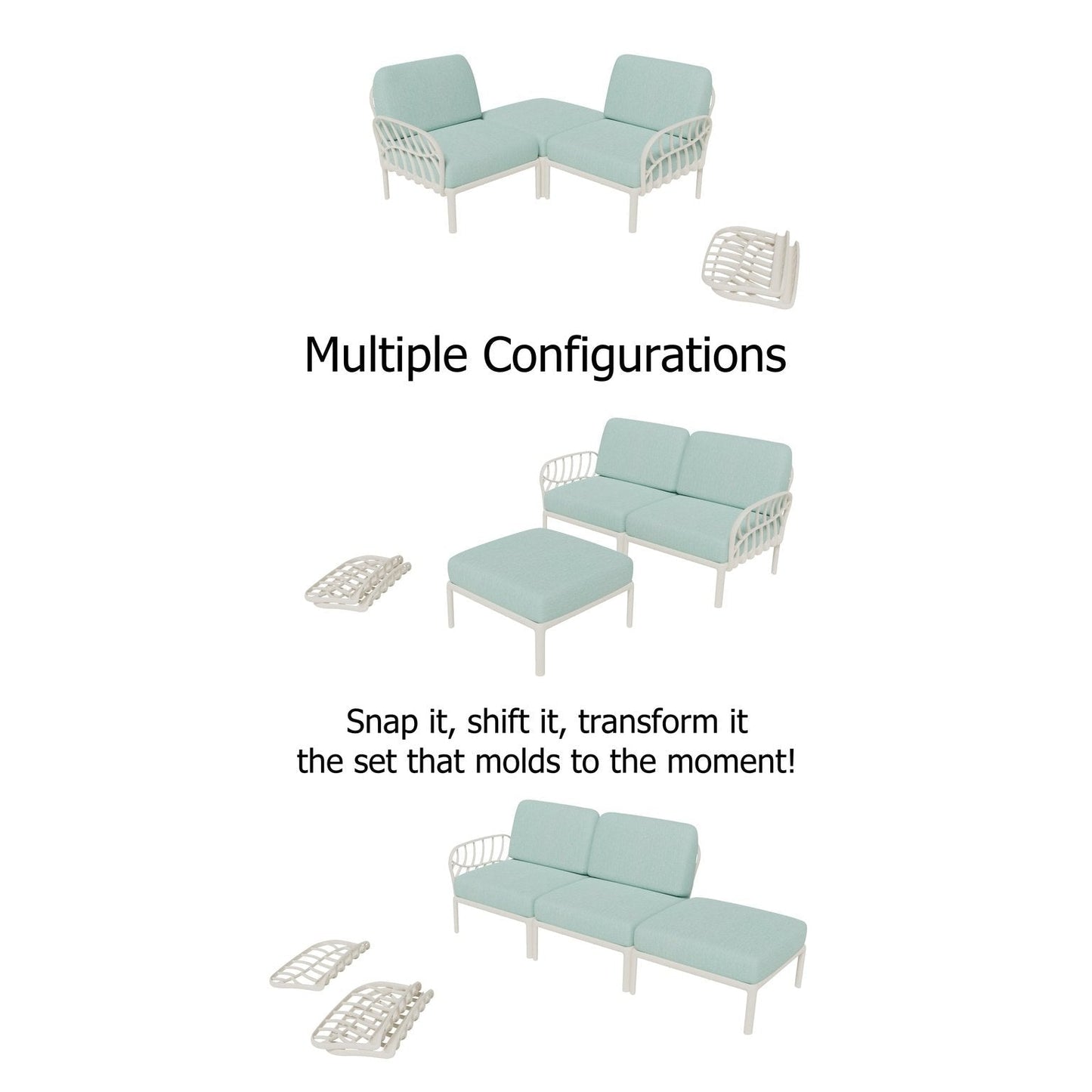 Strata Furniture Dahlia Patio Set Chairs and Ottoman  - ODACCOWM
