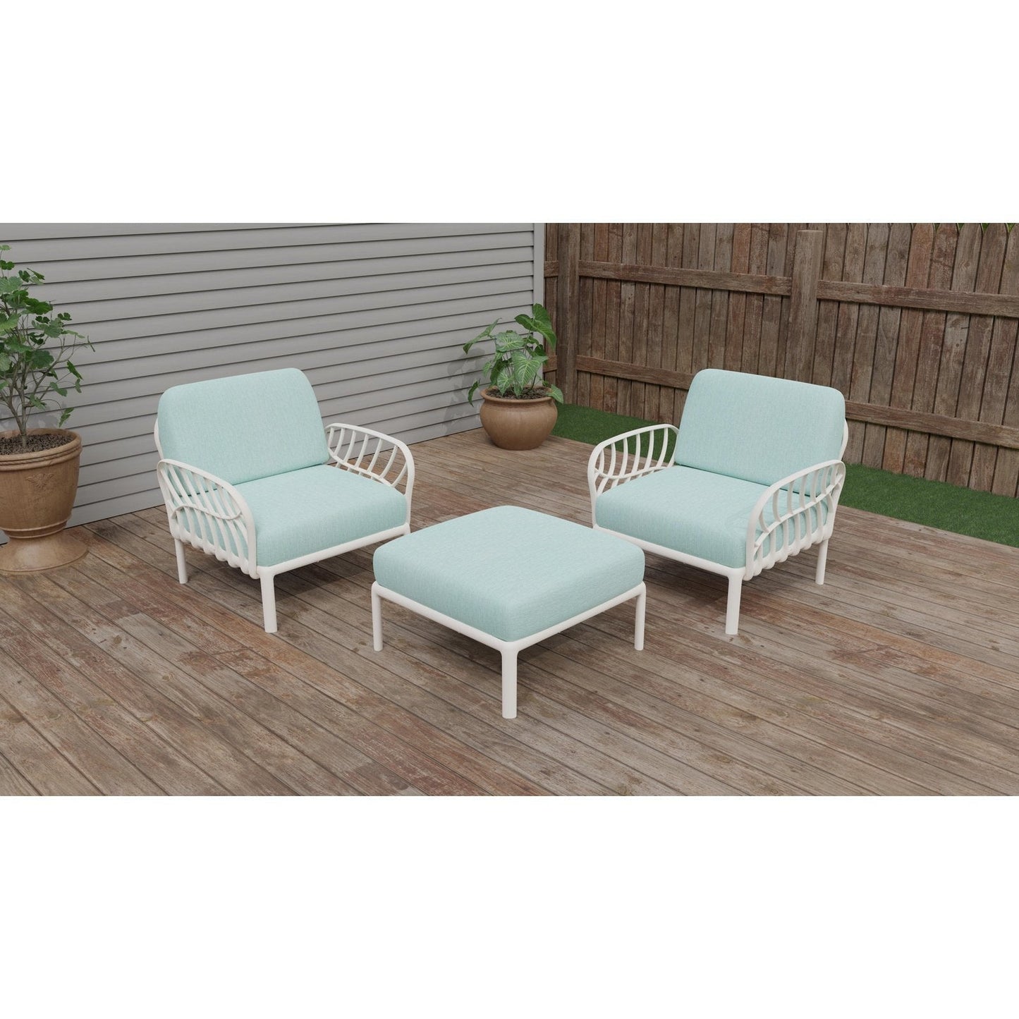Strata Furniture Dahlia Patio Set Chairs and Ottoman  - ODACCOWM
