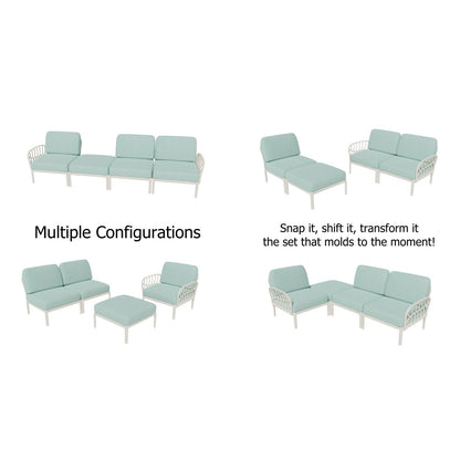 Strata Furniture Dahlia Patio Sofa Ottoman Set  - ODASOWM