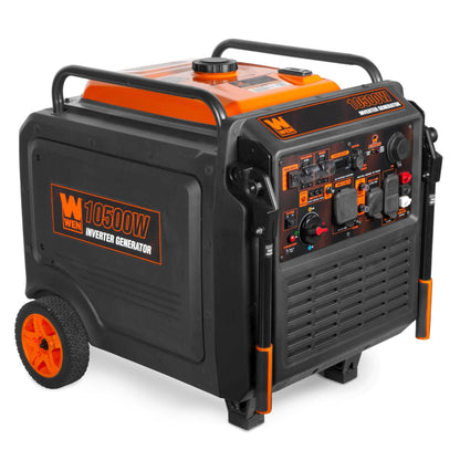 WEN TF1050iX 10,500-Watt 120V/240V Tri-Fuel Inverter Generator with Quiet 457cc Engine, Electric Start, Wheel Kit, and CO Watchdog, Gas, Propane, and Natural Gas Powered - TF1050iX
