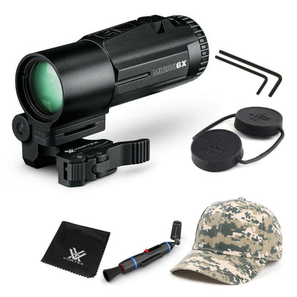Vortex Optics Micro6X Magnifier with Quick-Release Flip Mount with Free Hat and Wearable4U Bundle