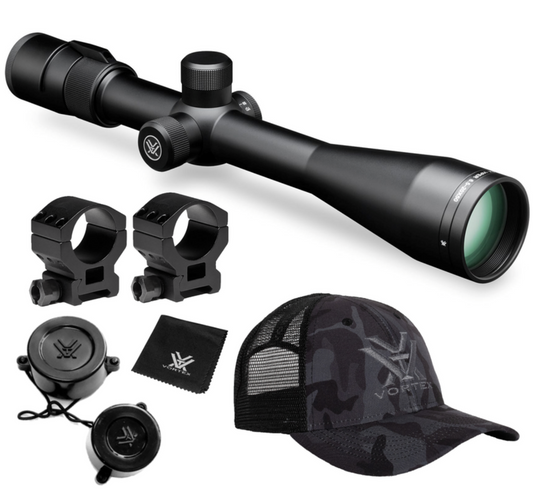 Vortex Optics Viper 6.5-20x50 PA SFP Riflescope Mil-Dot MOA, 30mm Tube with Pro 30mm High Rings (1.18in) and Free Hat Bundle