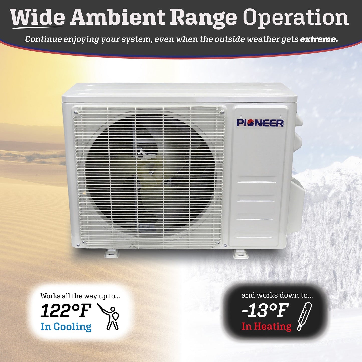 Pioneer Diamante Pro Series 12,000 BTU 19 SEER2 Ductless Mini-Split Air Conditioner Inverter+ Heat Pump Full Set 115V with 16 Ft. Kit - WYT012ALFI19RL