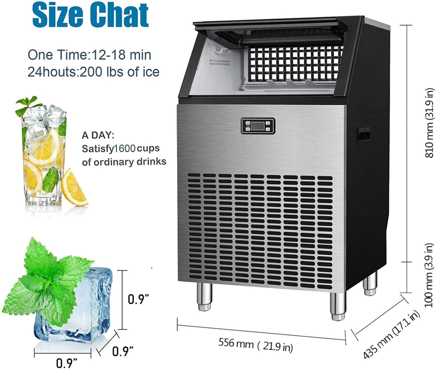 Antarctic Star Commercial Ice Makers Machine Stainless Steel Makers - Z5845AS