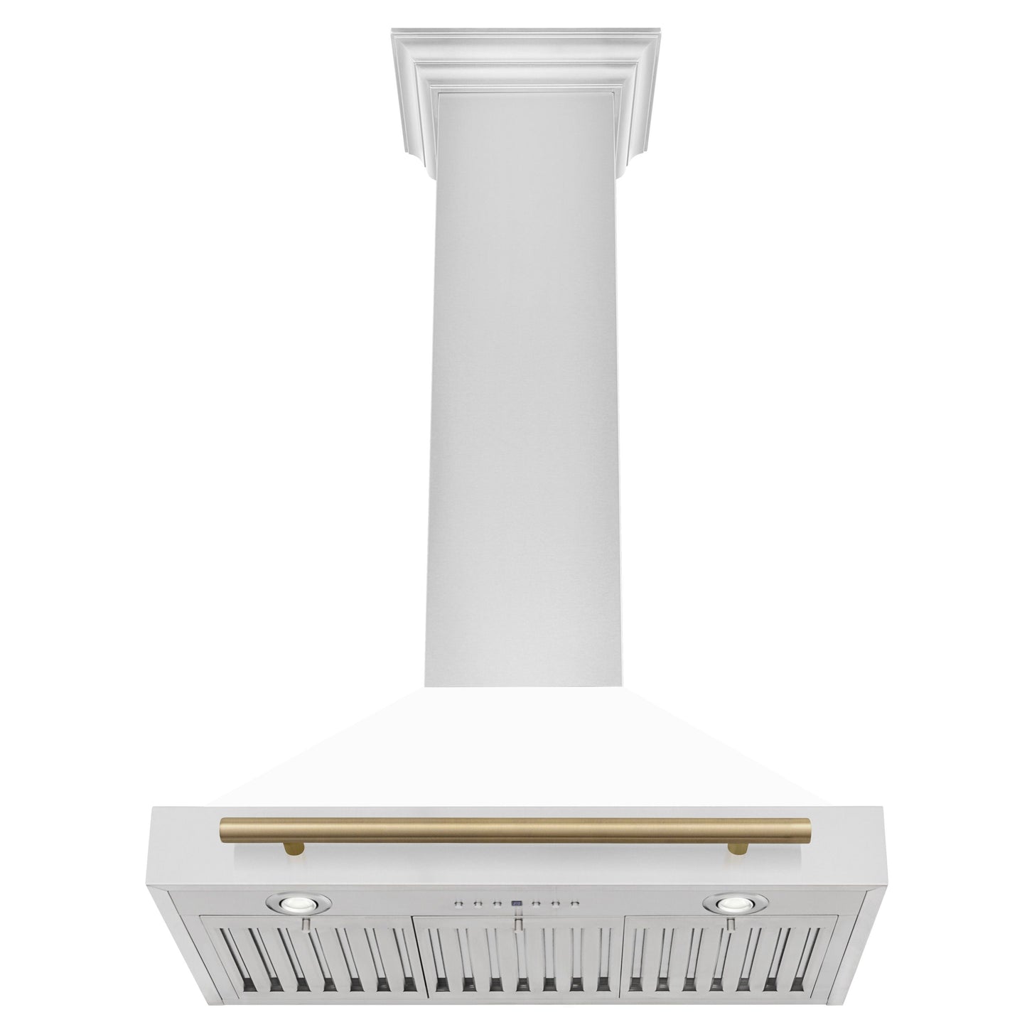 ZLINE 30 In Autograph Edition Stainless Steel Range Hood with White Matte Shell and Champagne Bronze Accents,  - KB4STZ-WM30-CB