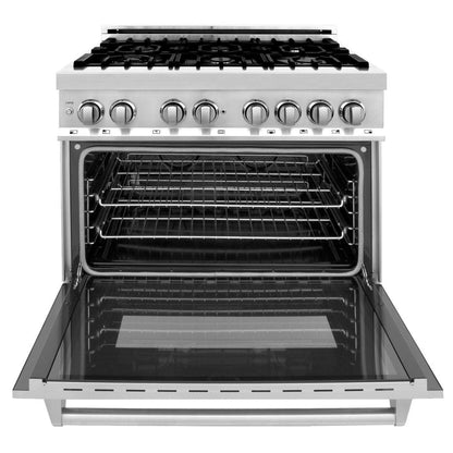 ZLINE Appliance Package - 36 in. Dual Fuel Range, Range Hood, Microwave Oven, Dishwasher, -  4KP-RARH36-MODWV