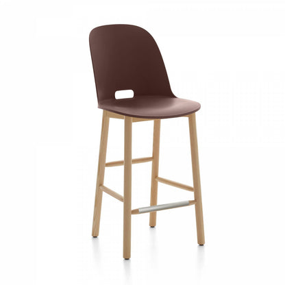 Emeco Alfi Counter High Back Stool - ALFI24AHDARKBROWN