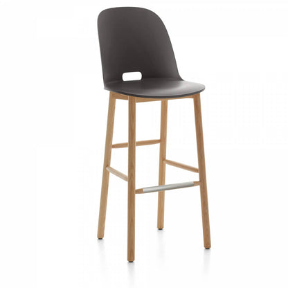 Emeco Alfi High Back Barstool - ALFI30AHDARKBROWN
