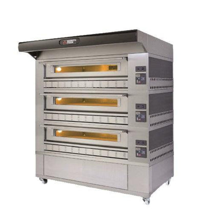 AMPTO Gas Pizza Oven P150G 58'' x 34'' x 7'' (Chamber) 3 Decks w/ enclosed base - P150G A3