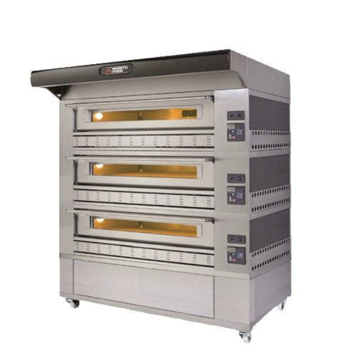 AMPTO Gas Pizza Oven P150G 58'' x 34'' x 7'' (Chamber) 3 Decks w/ enclosed base - P150G A3