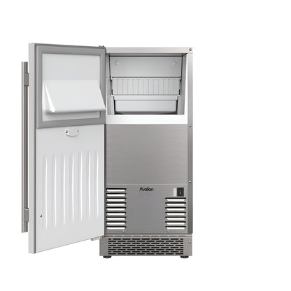 Avallon 15 Inch Wide 26 Lbs. Built-In / Free Standing Outdoor Ice Maker with 56 Lbs. Daily Ice Production and Factory Installed Pump - AIMG151PSSOLH