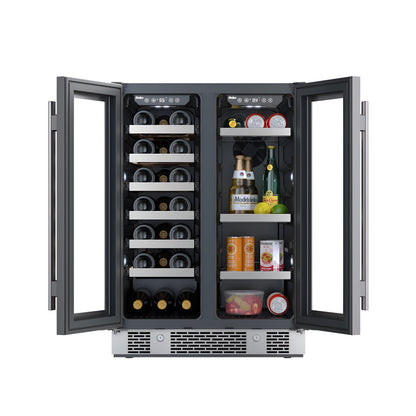 Avallon 24 Inch Wide 21 Bottle Capacity and 64 Can Capacity Beverage Center with LED Lighting and Double Pane Glass - AWBC242GGFDPRG