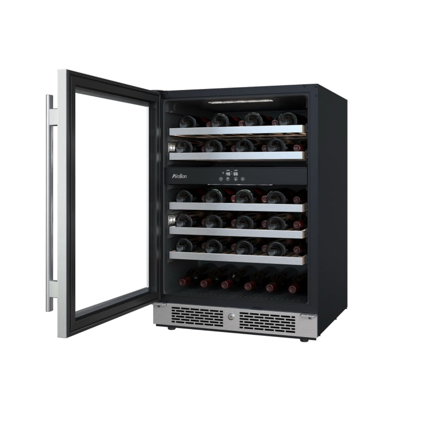 Avallon 24 Inch Wide 45 Bottle Capacity Dual Zone Wine Cooler with Left Swing Door - AWC242DPRGLH