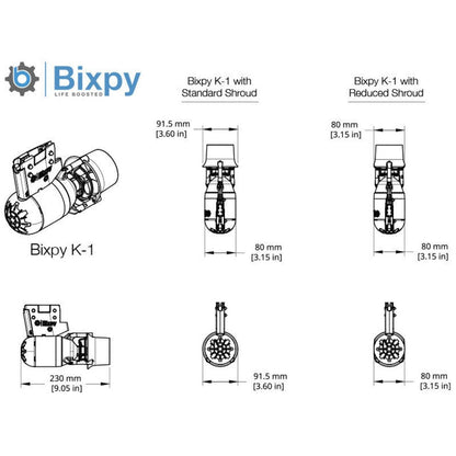 Bixpy K-1 Outboard Kit Jet Propulsion System with SUN 80 Solar Panel - BXA-23R-K1MSU01-WT