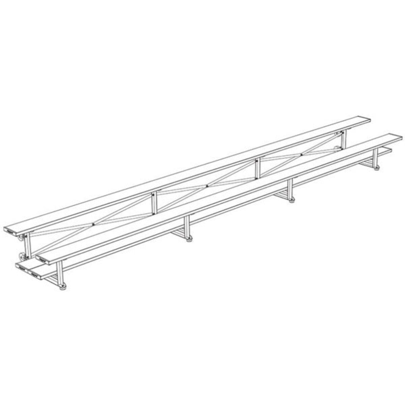 Bleacher - 21 ft. (2 Row - Double Foot Plank) - Tip & Roll - BLDP-221TRG