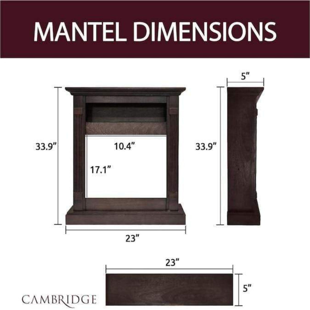 Cambridge Sienna 34-In. Electric Fireplace Heater with Mahogany Mantel, Enhanced Log Display, Multi-Color Flames, and Remote Control - CAM3437-1MAHLG3