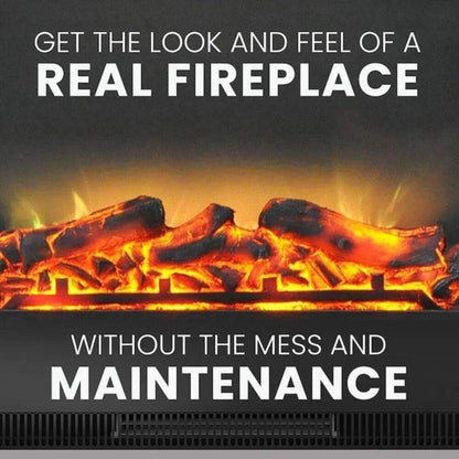 Cambridge Sienna 34 In. Electric Fireplace w/ 1500W Log Insert and Walnut Mantel - CAM3437-1WAL