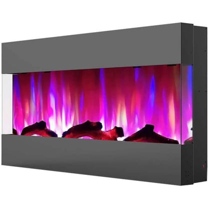 Cambridge 42 In. Recessed Wall Mounted Electric Fireplace with Logs and LED Color Changing Display, Black - CAM42RECWMEF-2BLK