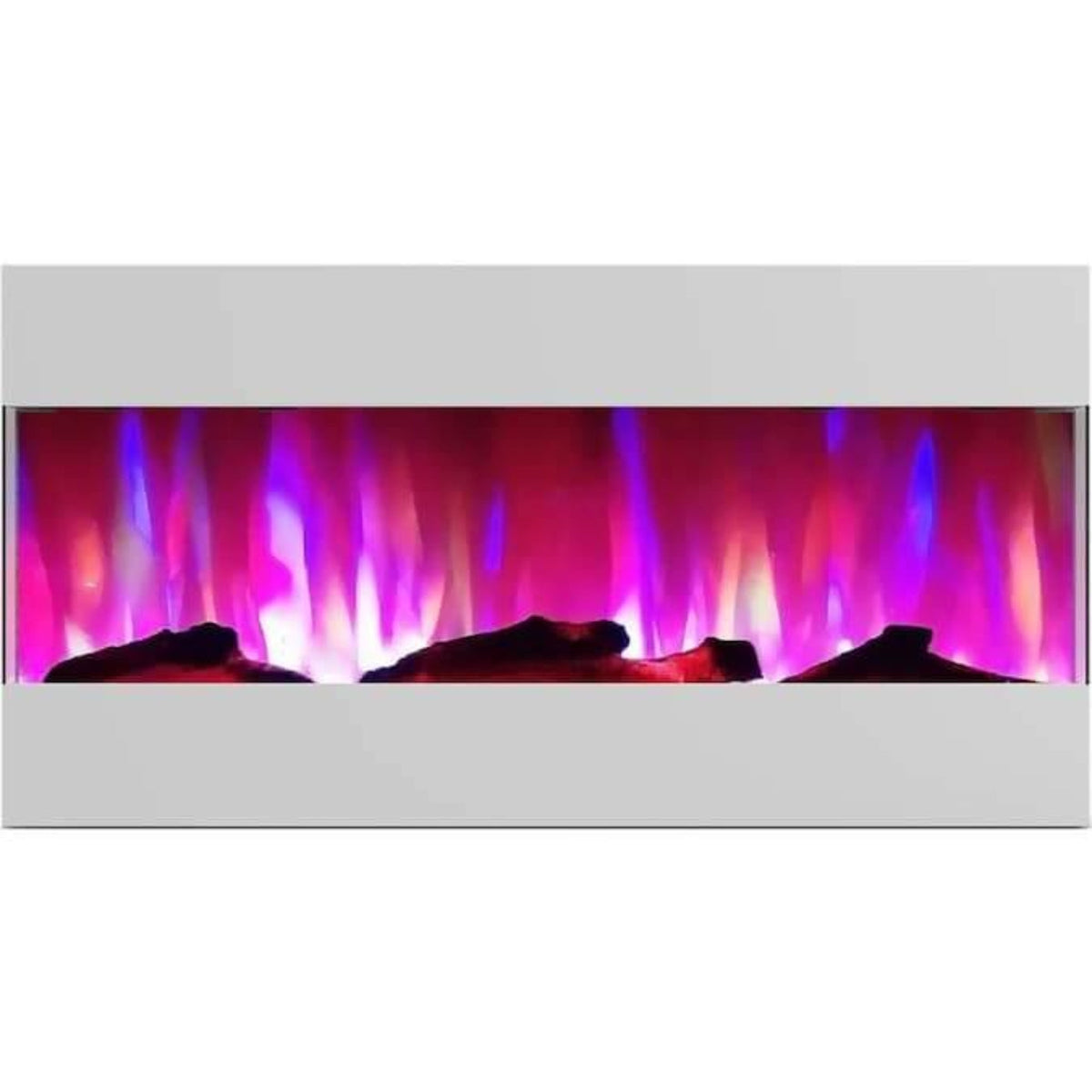 Cambridge 42 In. Recessed Wall Mounted Electric Fireplace with Logs and LED Color Changing Display, Black - CAM42RECWMEF-2BLK