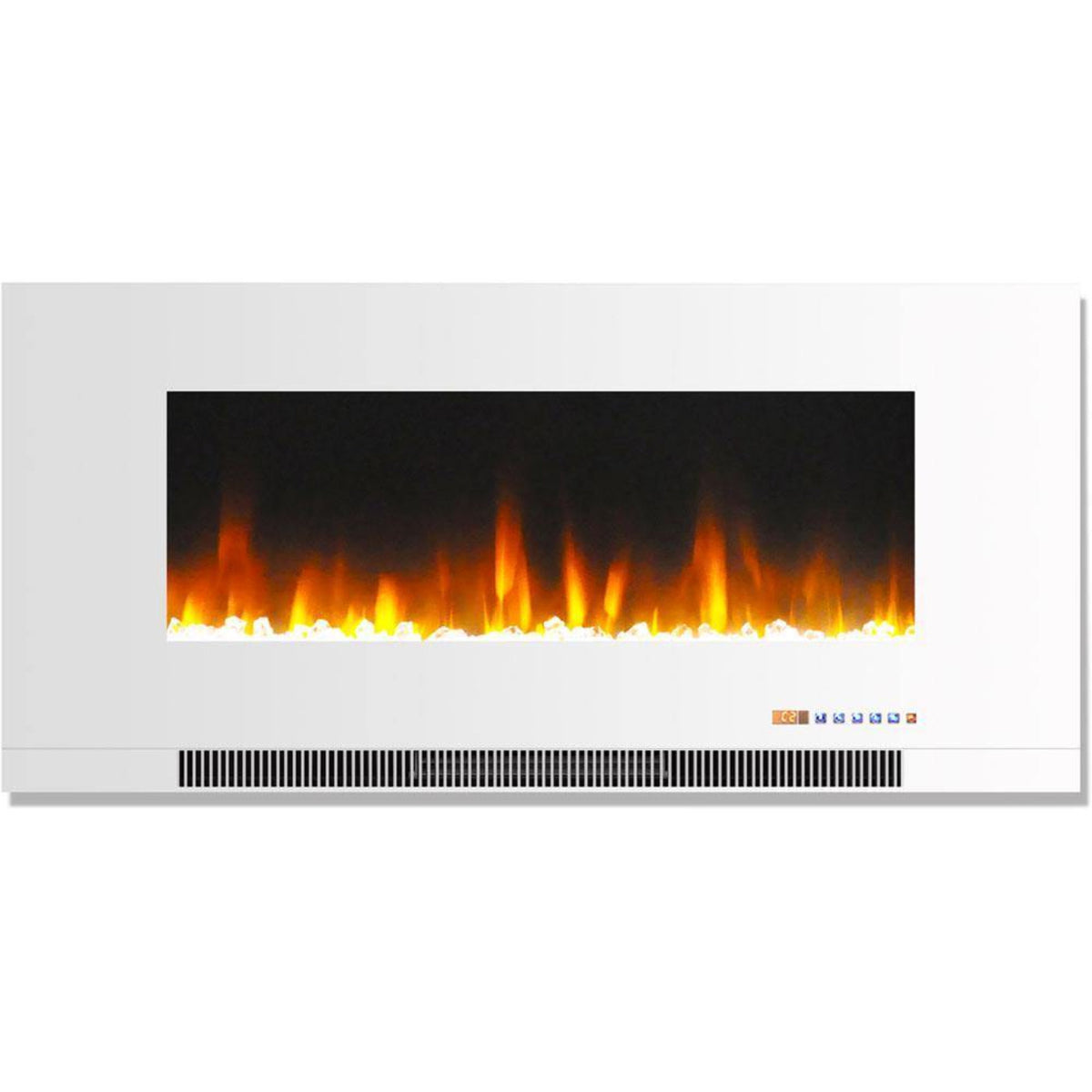 Cambridge 42 In. Wall-Mount Electric Fireplace in Black with Multi-Color Flames and Crystal Rock Display - CAM42WMEF-1BLK