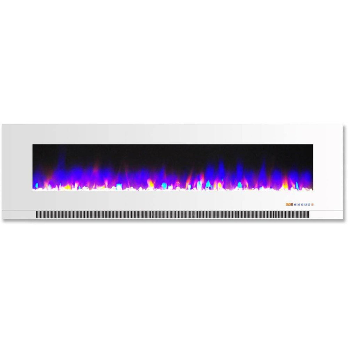 Cambridge 60 In. Wall-Mount Electric Fireplace in Black with Multi-Color Flames and Crystal Rock Display - CAM60WMEF-1BLK