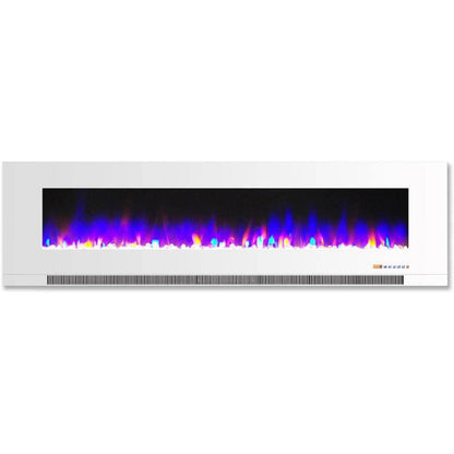 Cambridge 60 In. Wall-Mount Electric Fireplace in Black with Multi-Color Flames and Crystal Rock Display - CAM60WMEF-1BLK