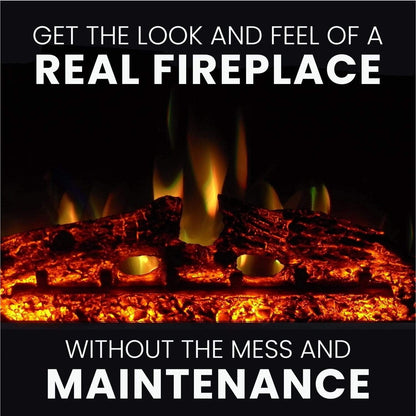 Cambridge Sienna 34-In. Electric Fireplace Heater with Walnut Mantel, Enhanced Log Display, Multi-Color Flames, and Remote Control, - CAM3437-1WALLG3