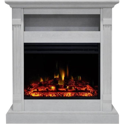 Cambridge Sienna 34-In. Electric Fireplace Heater with Walnut Mantel, Enhanced Log Display, Multi-Color Flames, and Remote Control, - CAM3437-1WALLG3