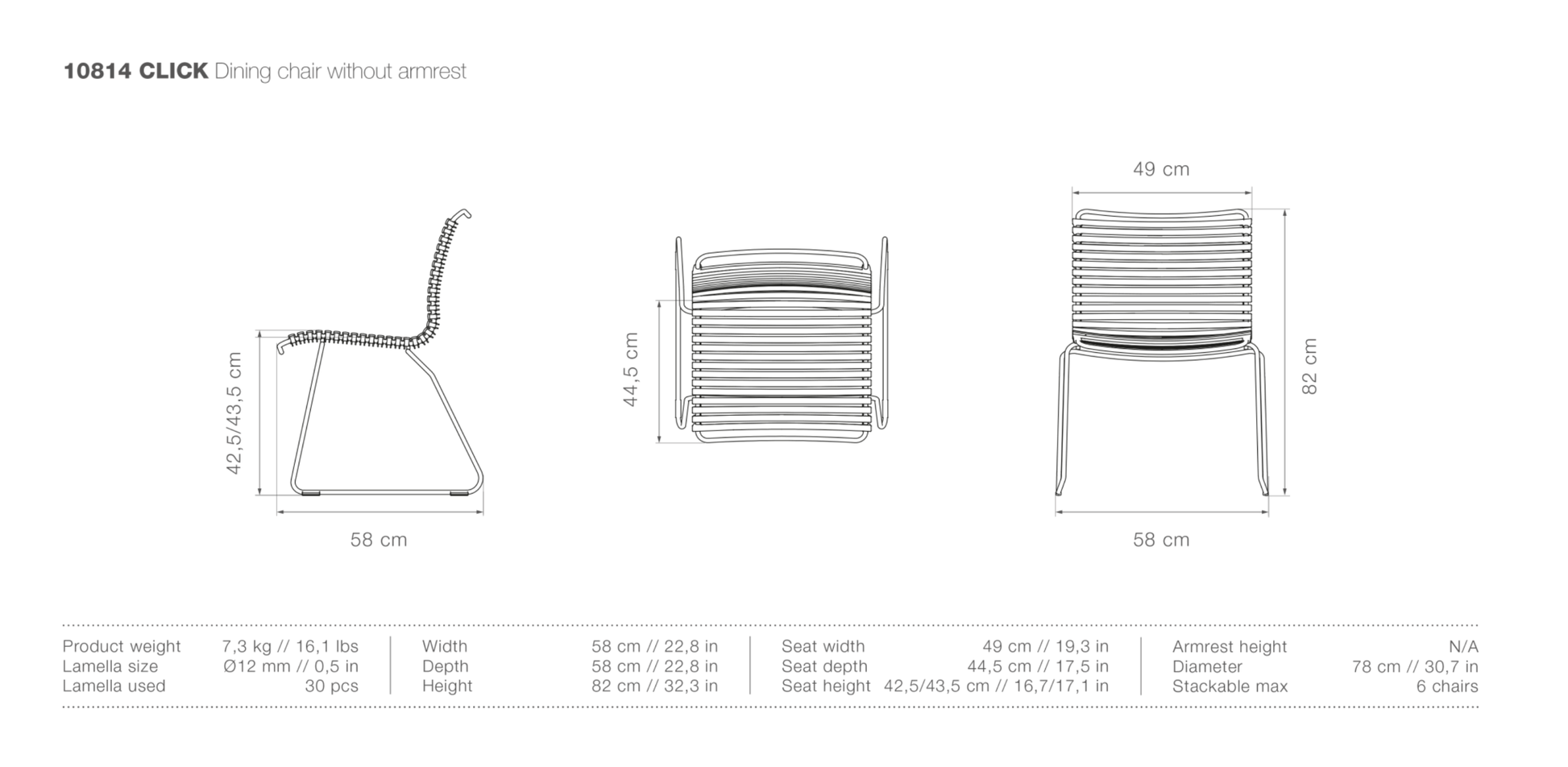 HOUE CLICK Outdoor Dining Chair - No Armrests - Procure Décor