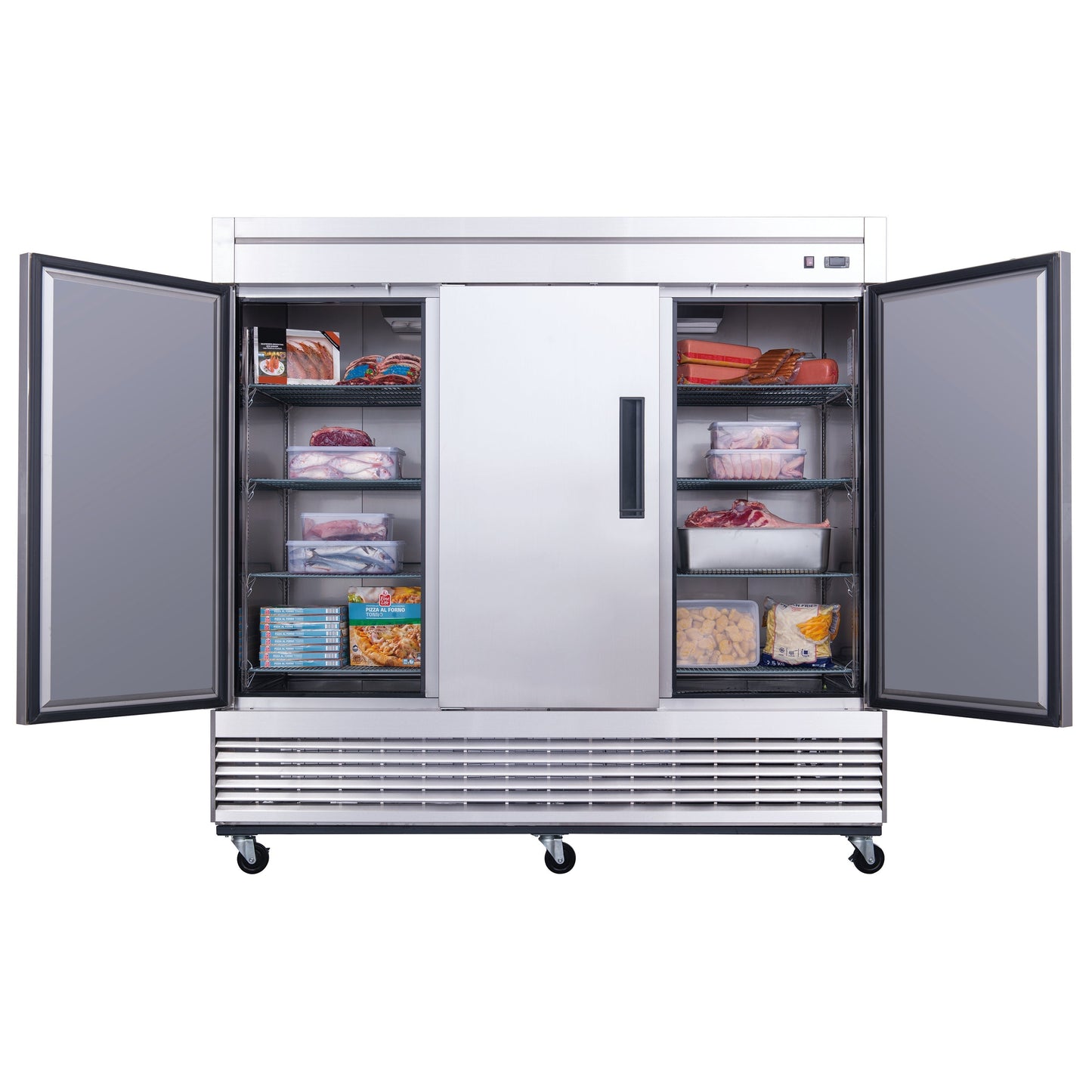 Chef AAA - T83F Commercial 83" Reach-In Freezer 3 Solid Door Stainless Steel 64 cu.ft. - T83F