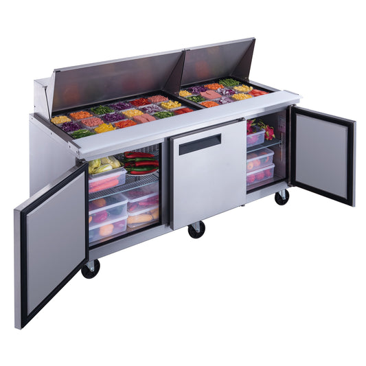Chef AAA - TSP72M Commercial 72" 30 Pan Salad Sandwich Food Prep Table Refrigerator Mega Top - TSP72M