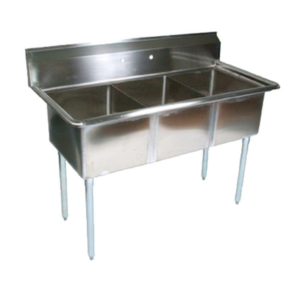 John Boos E3S8-1620-12 E-Series Sink, Three 16" x 20" x 12" Compartments - JBE3S8162012
