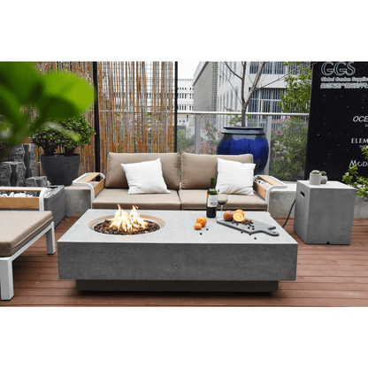 Elementi - Metropolis Rectangle Concrete Fire Pit Table OFG104