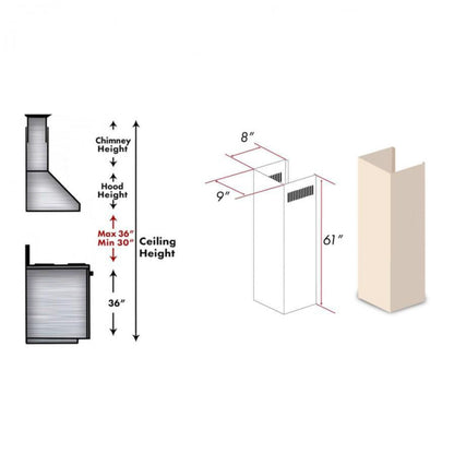 ZLINE 61 in. Wooden Chimney Extension for Ceilings up to 12.5 ft, -  KBUF-E