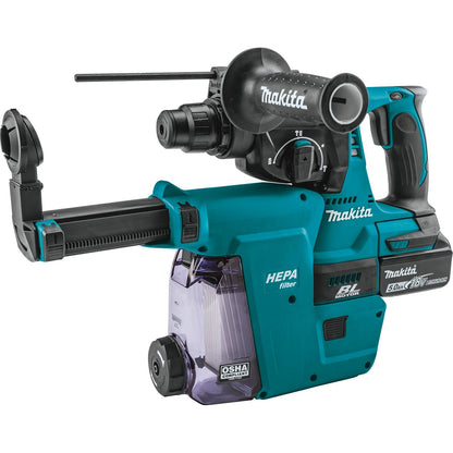 Makita  18V LXT Lithium-Ion Brushless Cordless 1" Rotary Hammer Kit, accepts SDS-PLUS bits, HEPA Dust Extractor Attachment, bag  - XRH011TWX