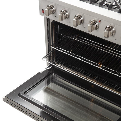 Forno 4-Piece Appliance Package - 36-Inch Gas Range, 60-Inch Pro-Style Refrigerator, 24-Inch Microwave Drawer, & 3-Rack Dishwasher in Stainless Stee - AP4-60S-6244-36-MWDl