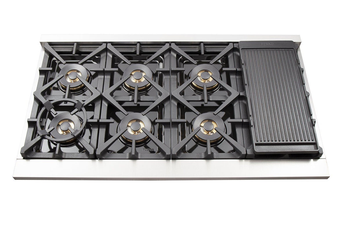 Forno 4-Piece Pro Appliance Package - 48-Inch Gas Range, Refrigerator, 24-Inch Microwave Drawer, & 3-Rack Dishwasher in Stainless Steel - AP4-6260-48-MWD