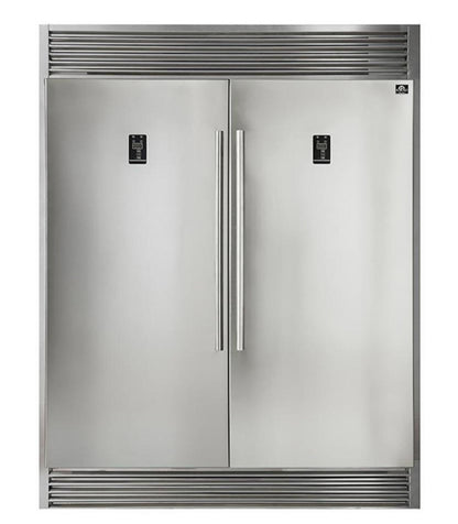 Forno 5-Piece Appliance Package - 48-Inch Dual Fuel Range, 60-Inch Pro-Style Refrigerator, Wall Mount Hood, 24-Inch Microwave Drawer, & 3-Rack Dishwasher in Stainless Steel - APD5-6156-48-H-MWD