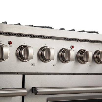 Forno 5-Piece Appliance Package - 48-Inch Gas Range, 60-Inch Pro-Style Refrigerator, Wall Mount Hood, 24-Inch Microwave Drawer, & 3-Rack Dishwasher in Stainless Steel - APD5-6244-48-H-MWD