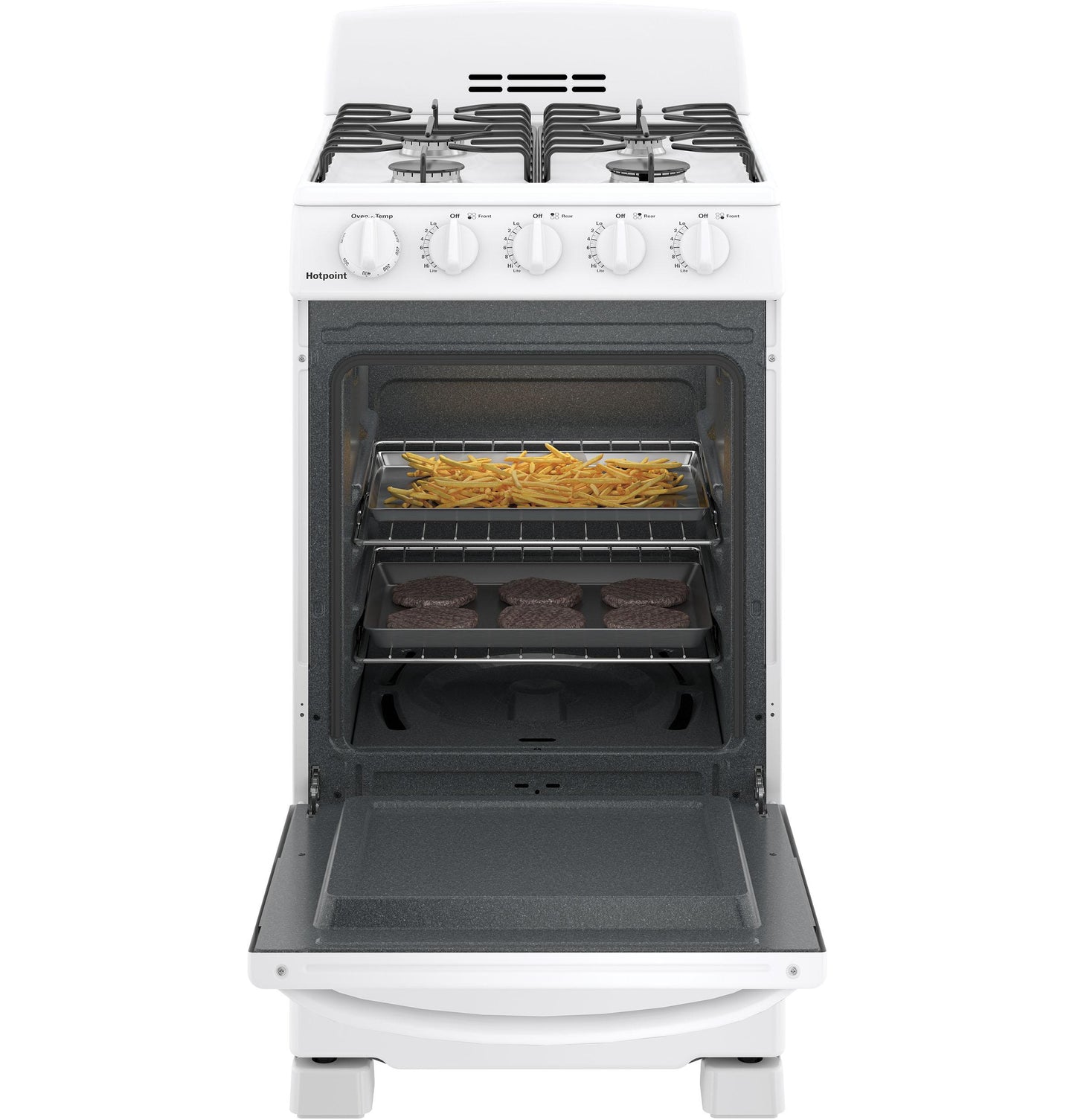 HOTPOINT Hotpoint 20" Front-Control Free-Standing Gas Range with Sealed Burners White - RGAS200DMWW