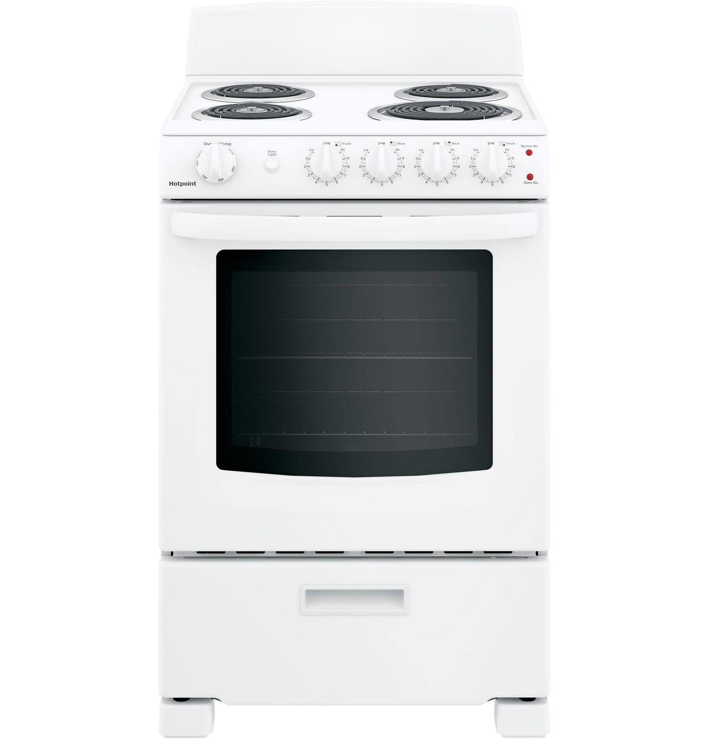 HOTPOINT RAS300DMWW Hotpoint® 24" Free-Standing Front-Control Electric Range White