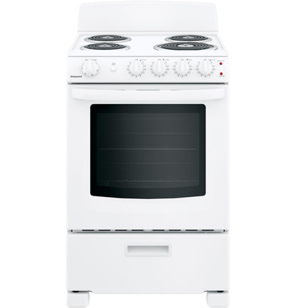 HOTPOINT RAS300DMWW Hotpoint® 24" Free-Standing Front-Control Electric Range White