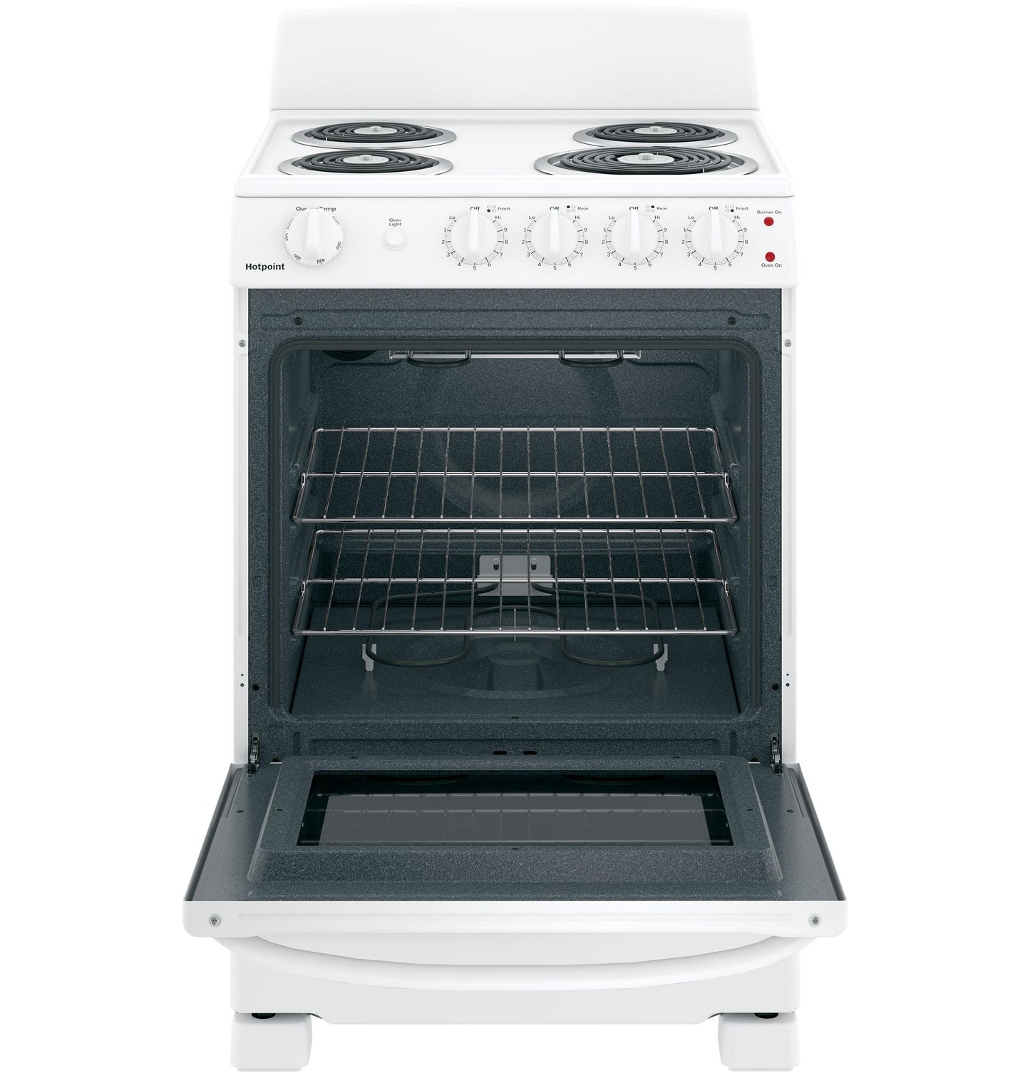 HOTPOINT RAS300DMWW Hotpoint® 24" Free-Standing Front-Control Electric Range White