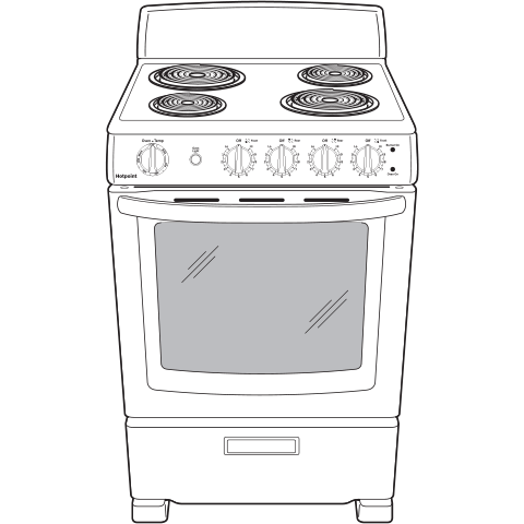HOTPOINT RAS300DMWW Hotpoint® 24" Free-Standing Front-Control Electric Range White