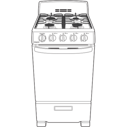 HOTPOINT Hotpoint 20" Front-Control Free-Standing Gas Range with Sealed Burners White - RGAS200DMWW