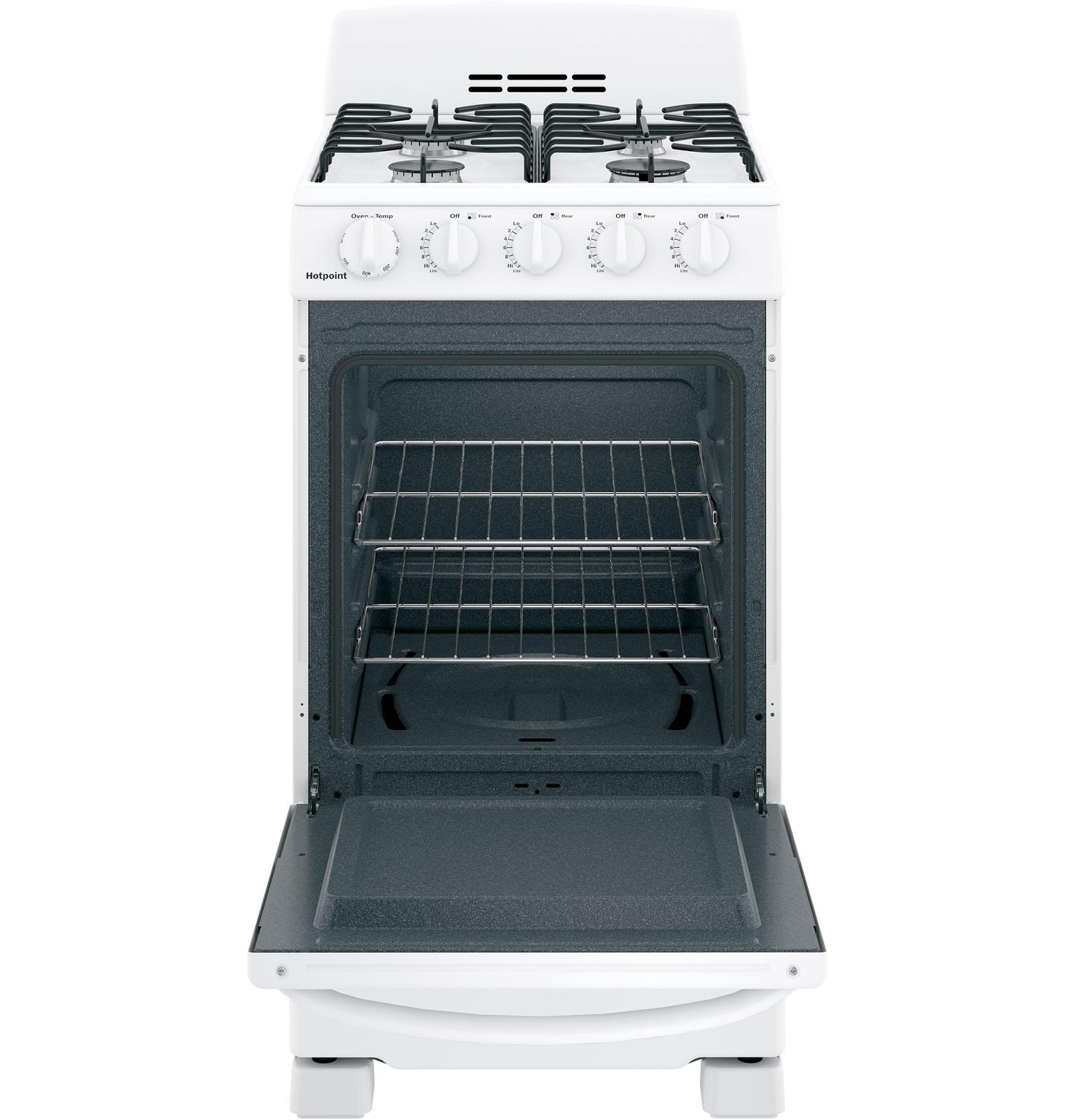 HOTPOINT Hotpoint 20" Front-Control Free-Standing Gas Range with Sealed Burners White - RGAS200DMWW