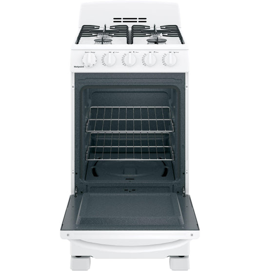 HOTPOINT Hotpoint 20" Front-Control Free-Standing Gas Range with Sealed Burners White - RGAS200DMWW