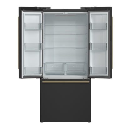 FORNO FFFFD197431BLK Forno Gallipoli Espresso 30-Inch Black French Door Refrigerator, Bottom Freezer, 17.5 Cu. Ft., No Frost, Ice Maker