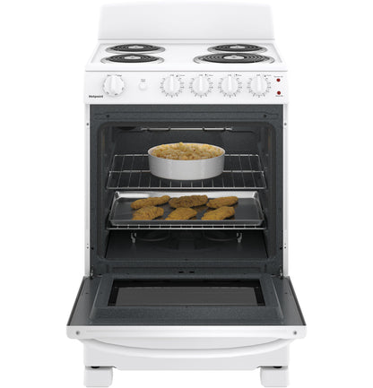 HOTPOINT RAS300DMWW Hotpoint® 24" Free-Standing Front-Control Electric Range White