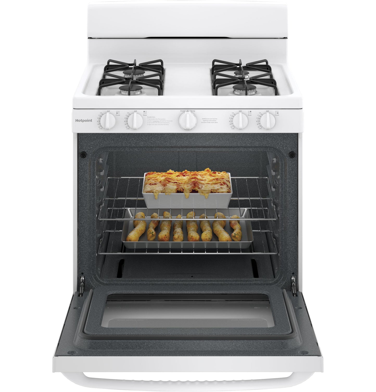 HOTPOINT Hotpoint 30" Free-Standing Gas Range with Cordless Battery Ignition White - RGBS200DMWW